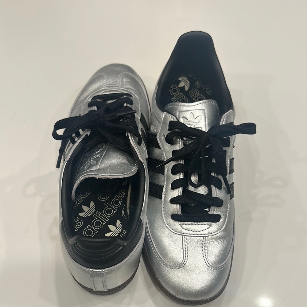 Adidas Silver and Black Sneakers